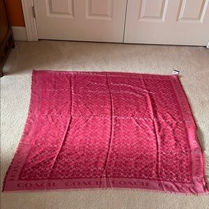 Coach Pink Signature Logo Scarf